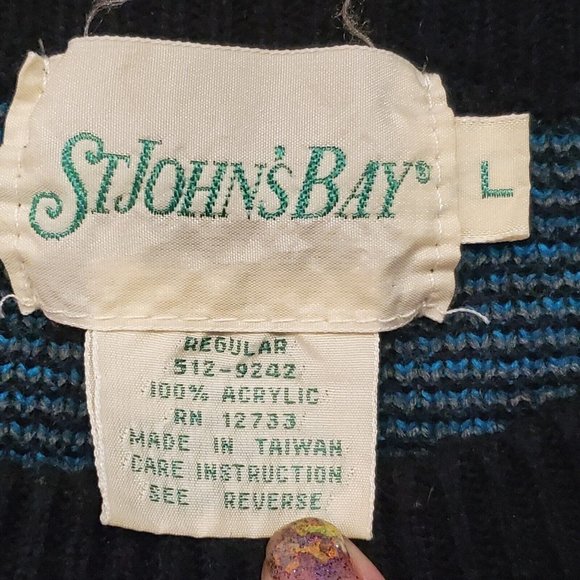 Vintage 90s Mens Black Aztec Southwest Crewneck Sweater Acrylic Sz Large - Picture 4 of 6